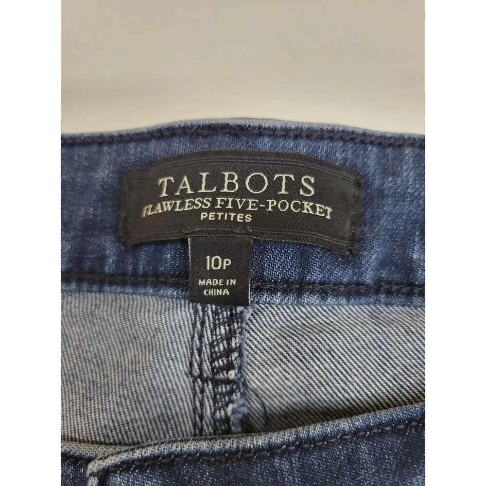 Talbots Flawless Five Pocket Jeans Womens 10P Petite Crop Capri Lace Up Stretch